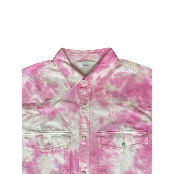 Pearl Button Up Tie Dye Denim Shirt - Picture 3 of 3